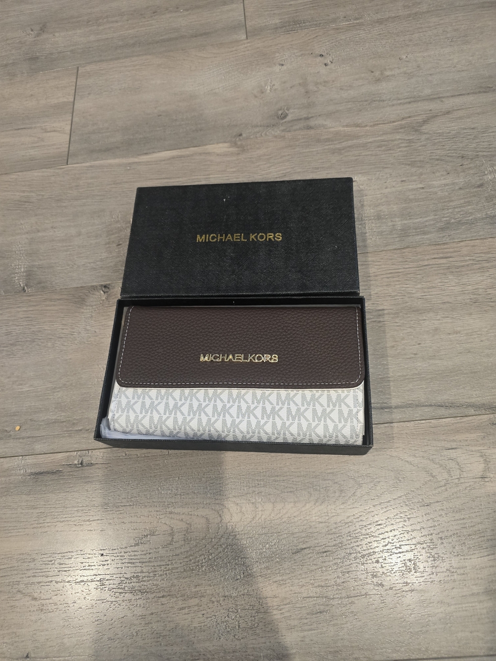 Michael Kors Men’s Brown Leather Wallet with Signature Canvas